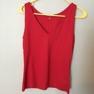 Red sleeveless v-neck top
